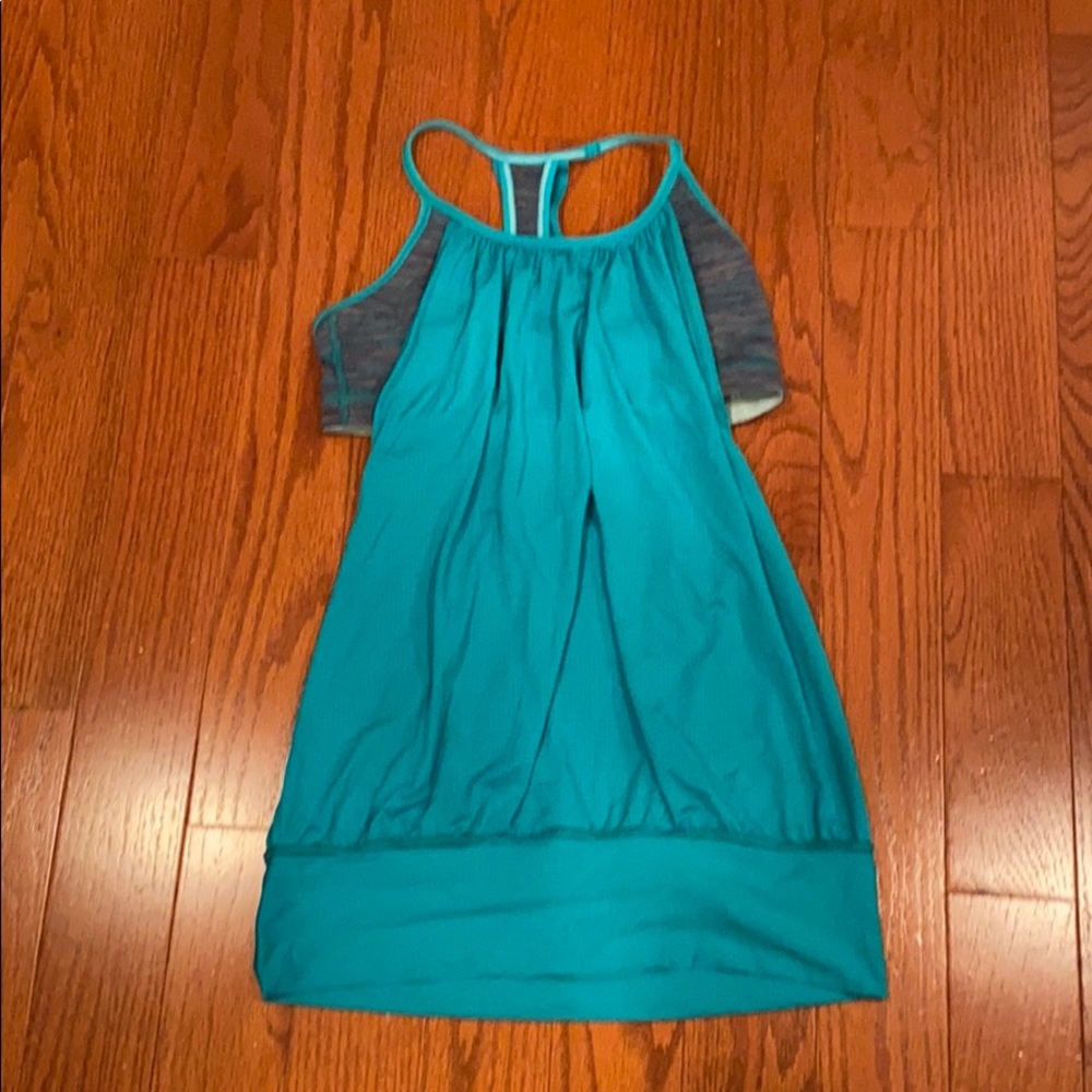 Lululemon Teal Workout Shirt w/ Built in Bra